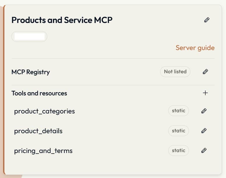 Product screenshot — your registered server